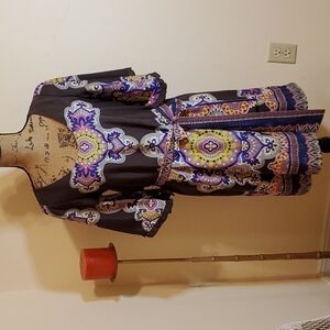 Uncle Frank (Anthropologie) Brown and mandala print shift dress size XS